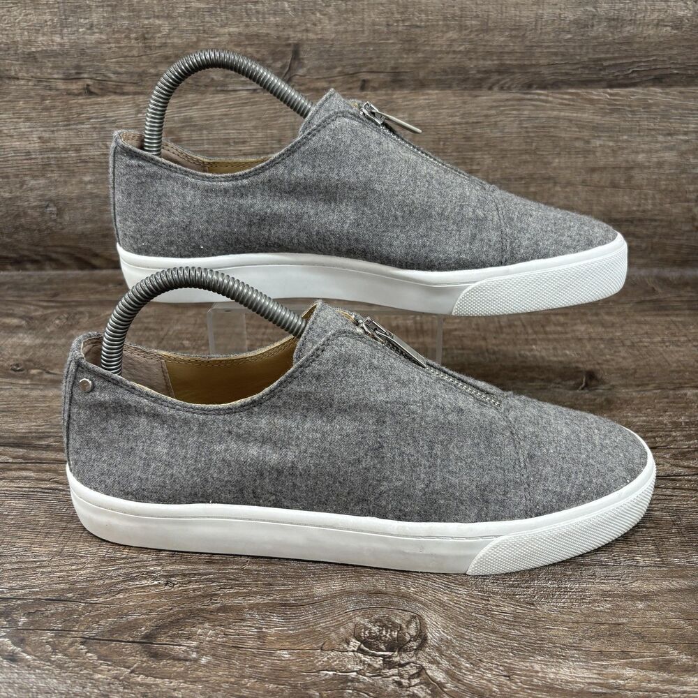 Lafayette 148 New York Bade Shoes Women's 9 Gray Zip Felt Slip On Casual